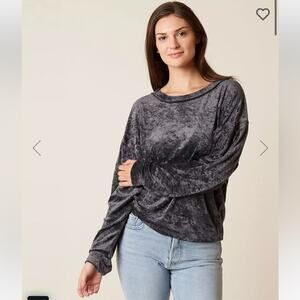 We the Free Crushed Velvet Sweatshirt in Gray - Size XS
